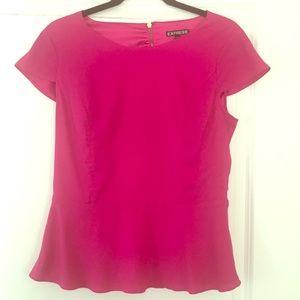 Express bright pink peplum back-zip top
